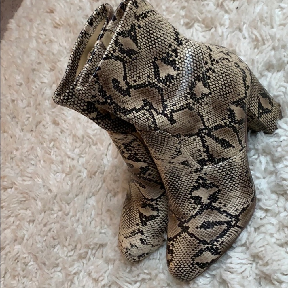 Snake print booties